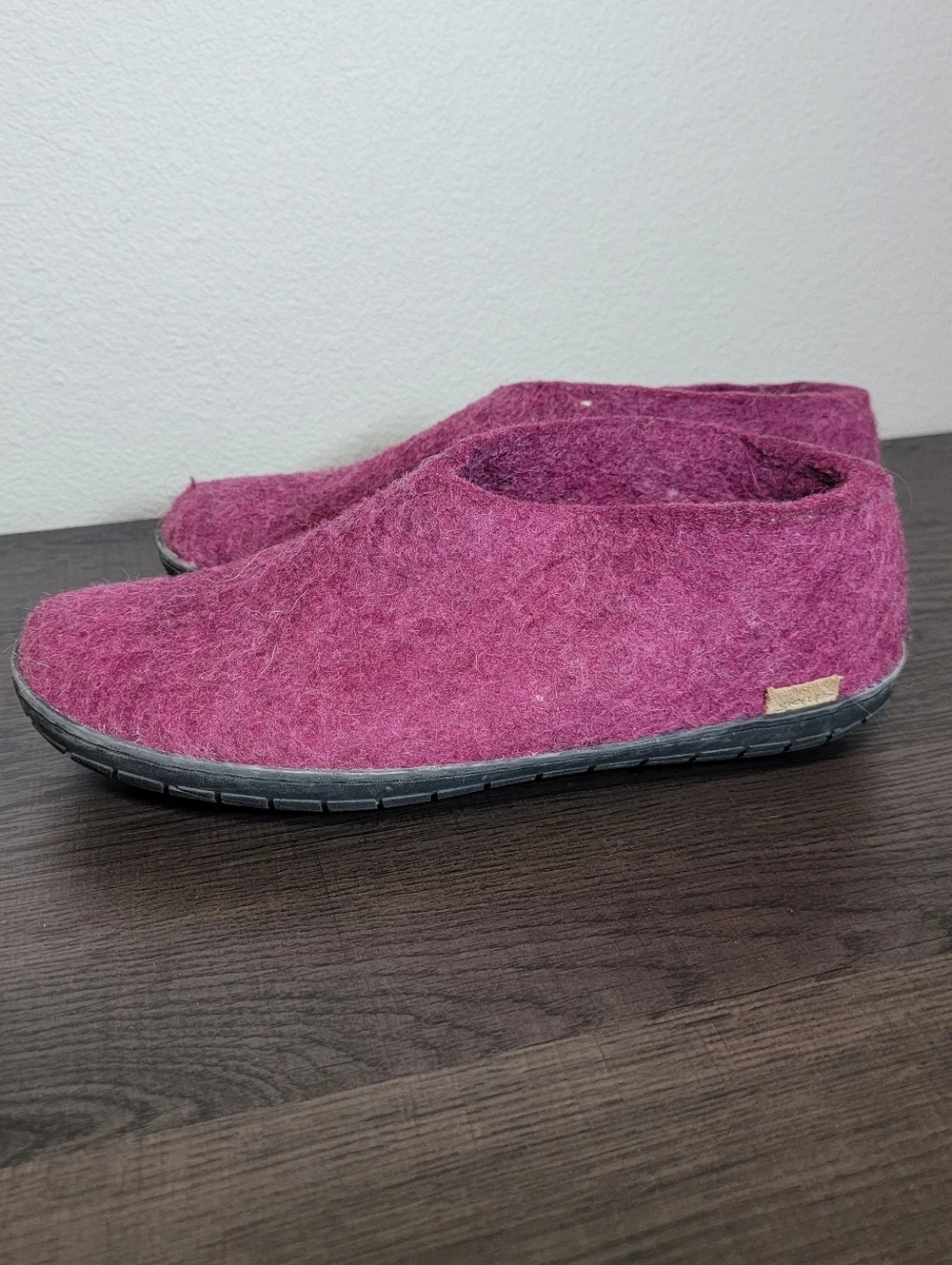 Glerups Boiled Wool Natural Slippers Purple Burgandy - Picture 2 of 5
